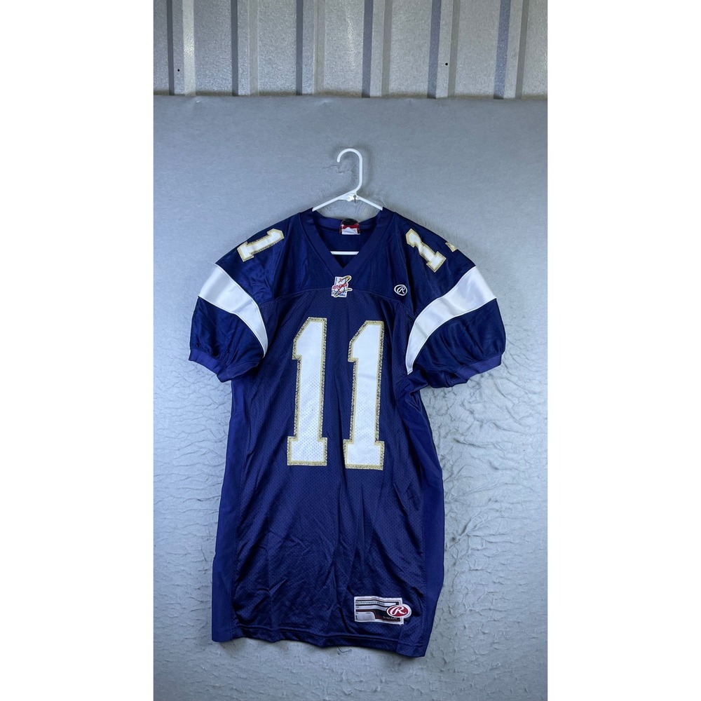 Rawlings Football Jersey Mens L Blue Excellent Signed Cirrincione 11 Mesh V-Neck